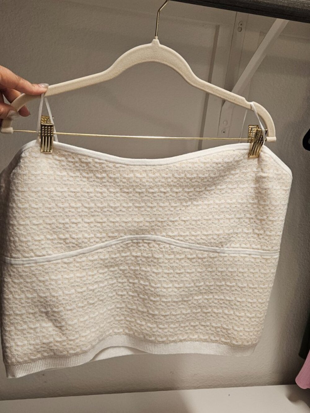 Express White Textured Sweater Knit Tube Top | XL | Summer